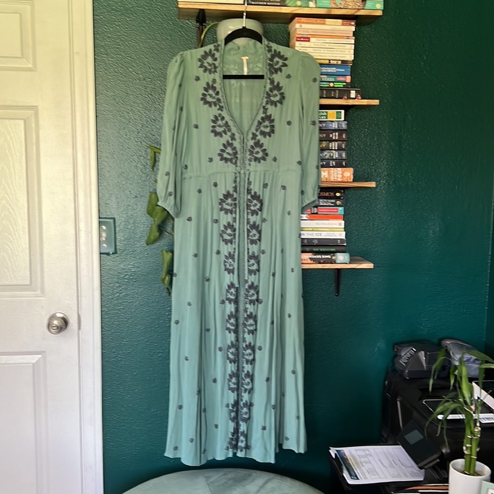 Free People Embroidered Fable Midi Dress